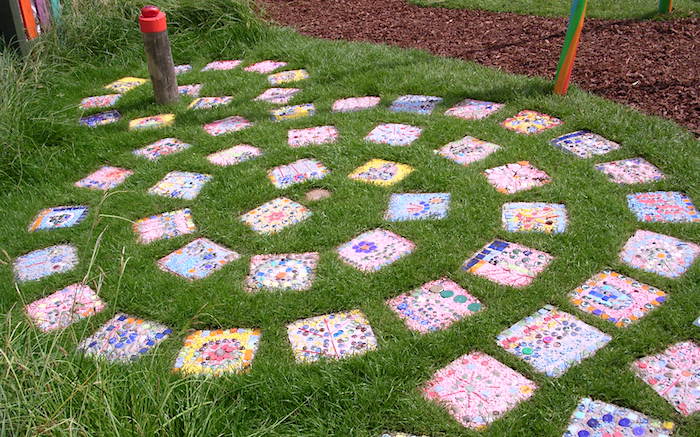 Gardeners World Live show garden 2005_mosaic path using bottle tops - nipitinthebud.co.uk
